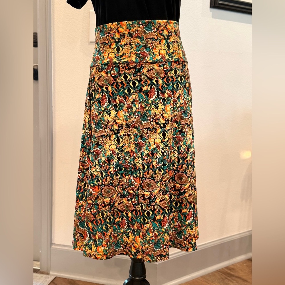 LuLaRoe A-Line Midi Skirt with Vibrant Floral Design. Azure Style - Picture 1 of 4